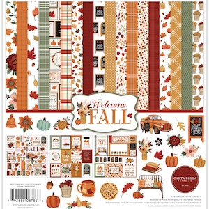 Carta Bella WELCOME FALL Collection Kit 12 x 12, Includes Sticker page Echo Park