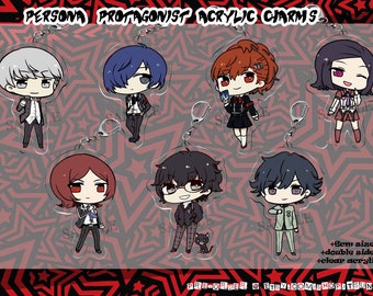 Persona 1 2 3 4 5 Yu Narukami, Minato Arisato, Ren Amamiya, FemC, Jun, Tatsuya Acrylic Keychains