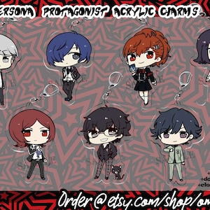 Persona 1 2 3 4 5 Yu Narukami, Minato Arisato, Ren Amamiya, FemC, Jun, Tatsuya Acrylic Keychains