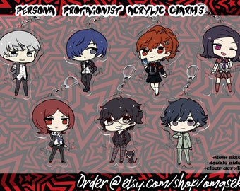 Persona 1 2 3 4 5 Yu Narukami, Minato Arisato, Ren Amamiya, FemC, Jun, Tatsuya Acrylic Keychains