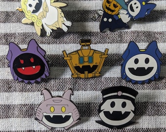 SMT Shin Megami Tensei Persona Jack Frost ,Black Frost, Pyro Jack, Lucifrost, Raiho, Frost Ace, Demonee-Ho  1.75 or 1.25" Enamel Pin Set