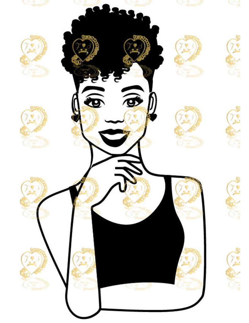 Short Hair Lady With Curly Twa Hair Svg Black Girl Svg Etsy