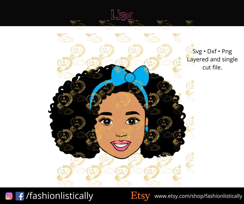 Afro With Bow Rhinestone Template Print/cut on Magic Flock 