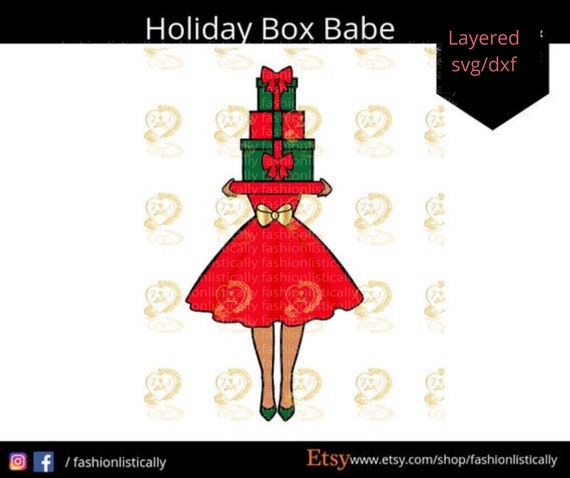 Download Woman Carring Gift Boxes Black Christmas Girl Svg Afro Lady Etsy