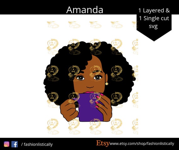 Download Afro Woman Drinking Coffee Svgsipping Tea Svg Afrocentric Etsy