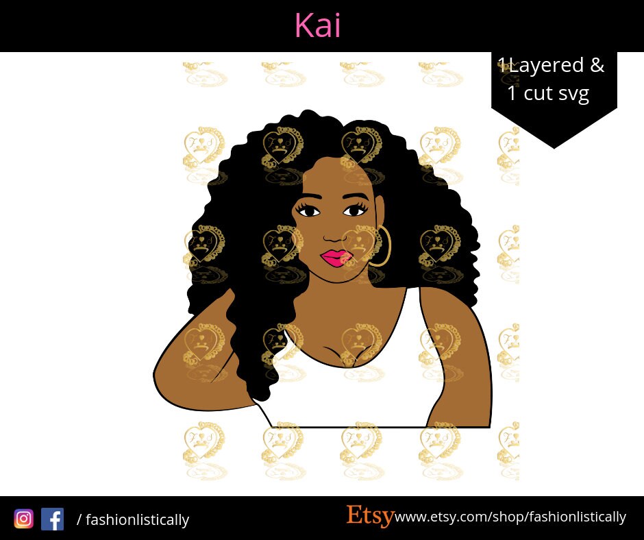 Download African American girl with curly hair svg black girl svg ...