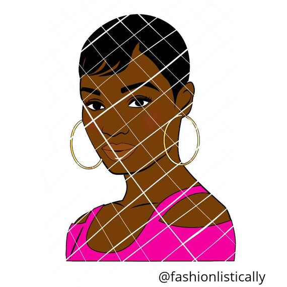 Download African American Woman With Short Hair Svg Black Lady Etsy