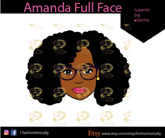 Woman With Afro Hair And Glasses Svgsvgblack Girl Svgafro Etsy