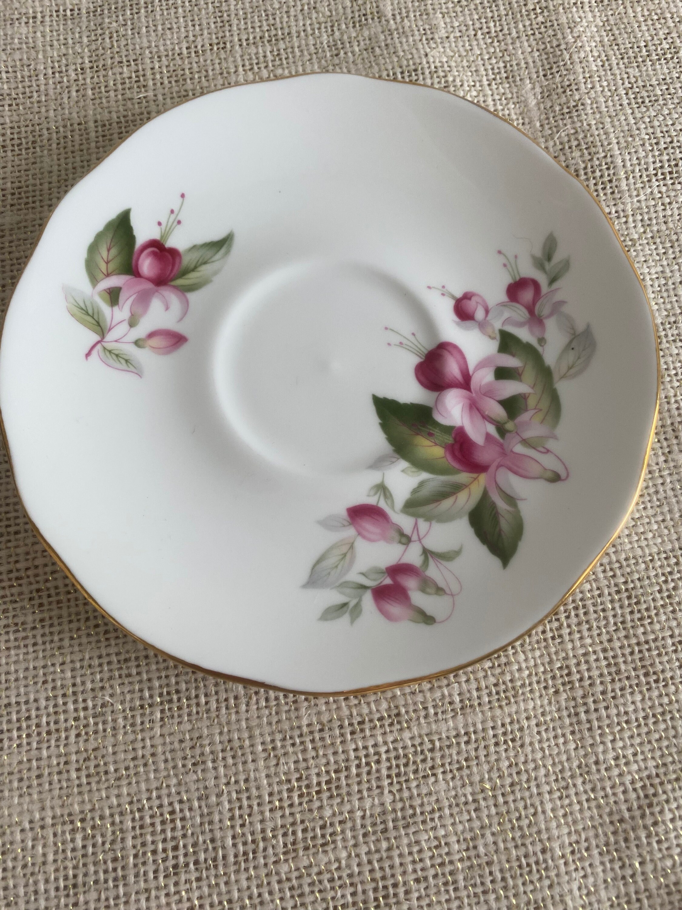 Duchess Bone China Fuchsia Pattern Cup and Saucer Vintage Etsy