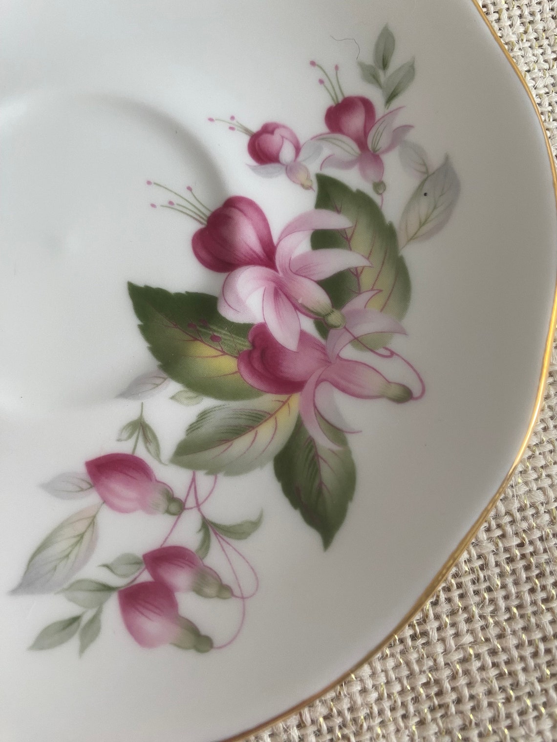 Duchess Bone China Fuchsia Pattern Cup and Saucer Vintage Etsy