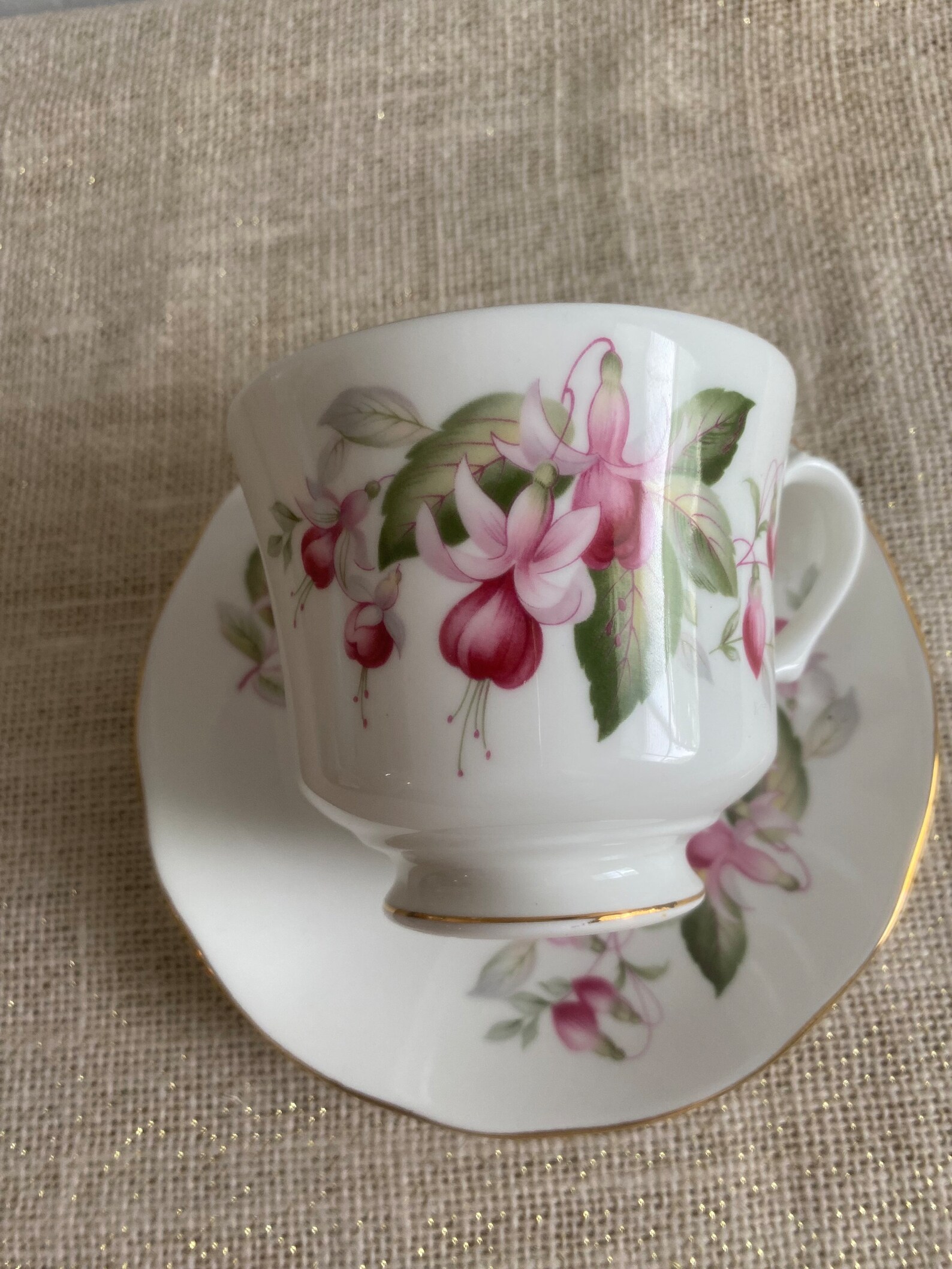 Duchess Bone China Fuchsia Pattern Cup and Saucer Vintage Etsy