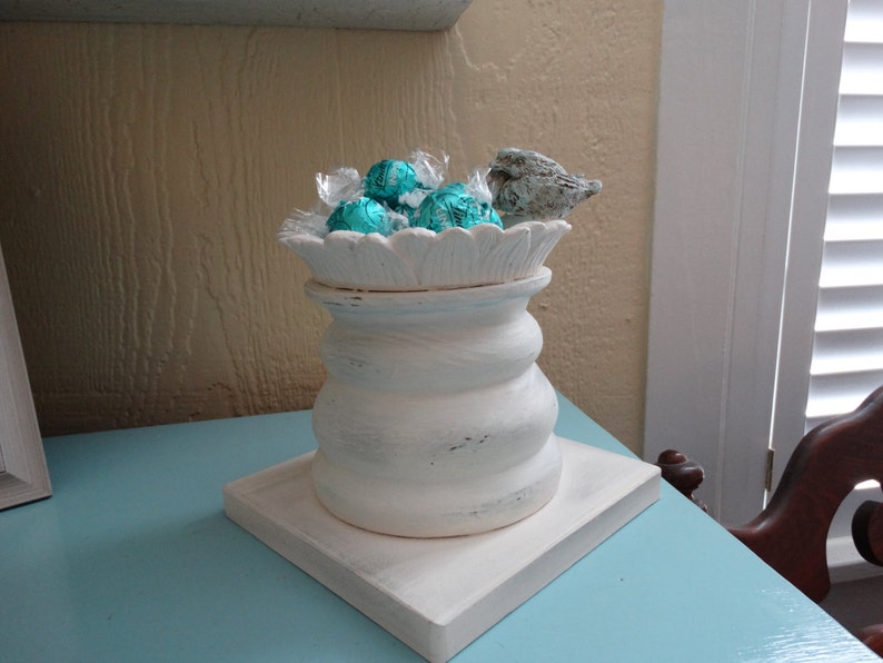 Shabby Cottage multi use Pillar Dish,Candy Dish, Card Holder, Candle holder image 2