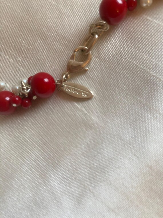 Necklace Talbots Red and White Beads - image 6