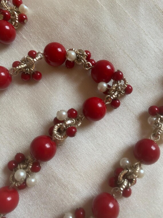 Necklace Talbots Red and White Beads - image 2