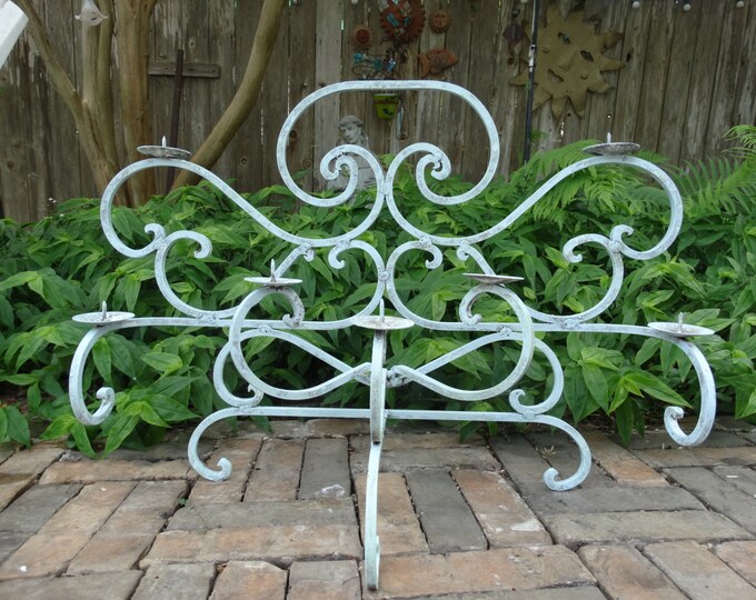 Ornate Iron Fireplace Candelabra Painted Distressed Shabby Etsy