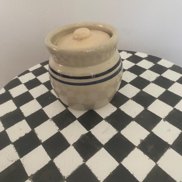 Crock Sugar Bowl /lid vintage