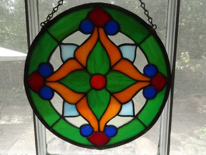 Victorian Design Stained Glass Vintage Art Collectibles Suncatchers