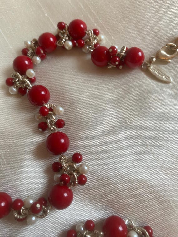 Necklace Talbots Red and White Beads - image 4