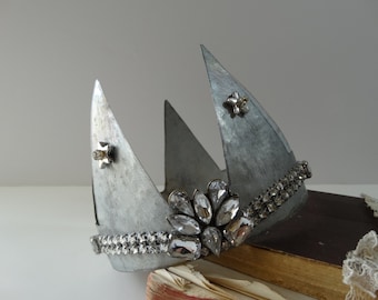 Crown, metal, rhinestone,stars, Santos style, Shabby Chic. French Country