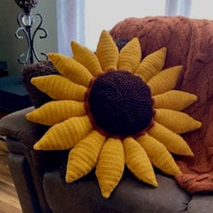 sunflower pillow pattern, crochet sunflower pillow pattern, crochet flower pillow digital download, sunflower cushion crochet pattern