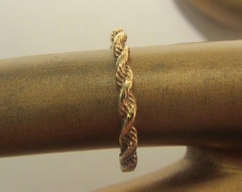 Custom Made 14k Solid Yellow Gold Rope Stackable Ring - Sz 5.25 - 1.32 Grams - See Photos