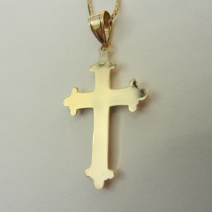 14k Solid Yellow & White Gold Cross Pendant with 2014k Thin Box Chain Necklace 2.84 Grams See Photos image 3