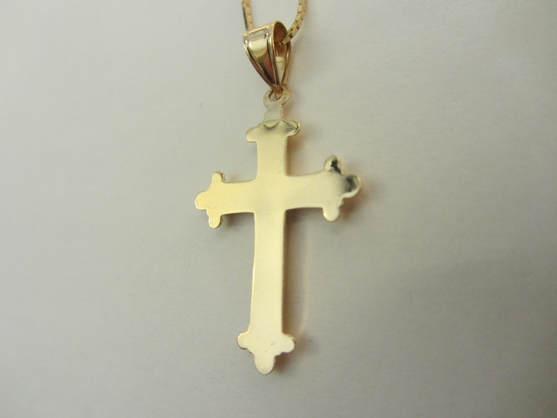 14k Solid Yellow & White Gold Cross Pendant with 2014k Thin Box Chain Necklace 2.84 Grams See Photos image 3