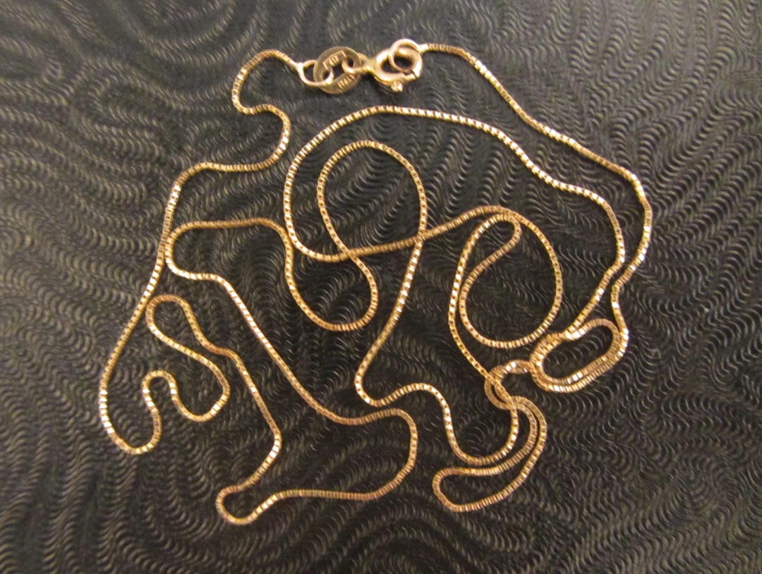 10k Solid Yellow Gold Very Thin Long Box Chain - 24