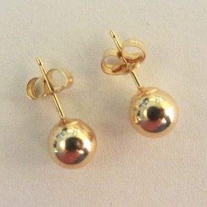 Orecchini a bottone con pallina rotonda cava da 5 mm in oro massiccio 14k - 0,40 grammi - Vedere foto