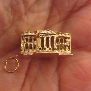 14k Solid Yellow Gold 3D Washington D.C. White House Charm Pendant - 4.73 Grams - See Photos