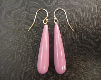Hand Made 14k Solid Yellow Gold Phosphositerite Dange Drop Teardrop Bagette Earrings - 5.83 Grams