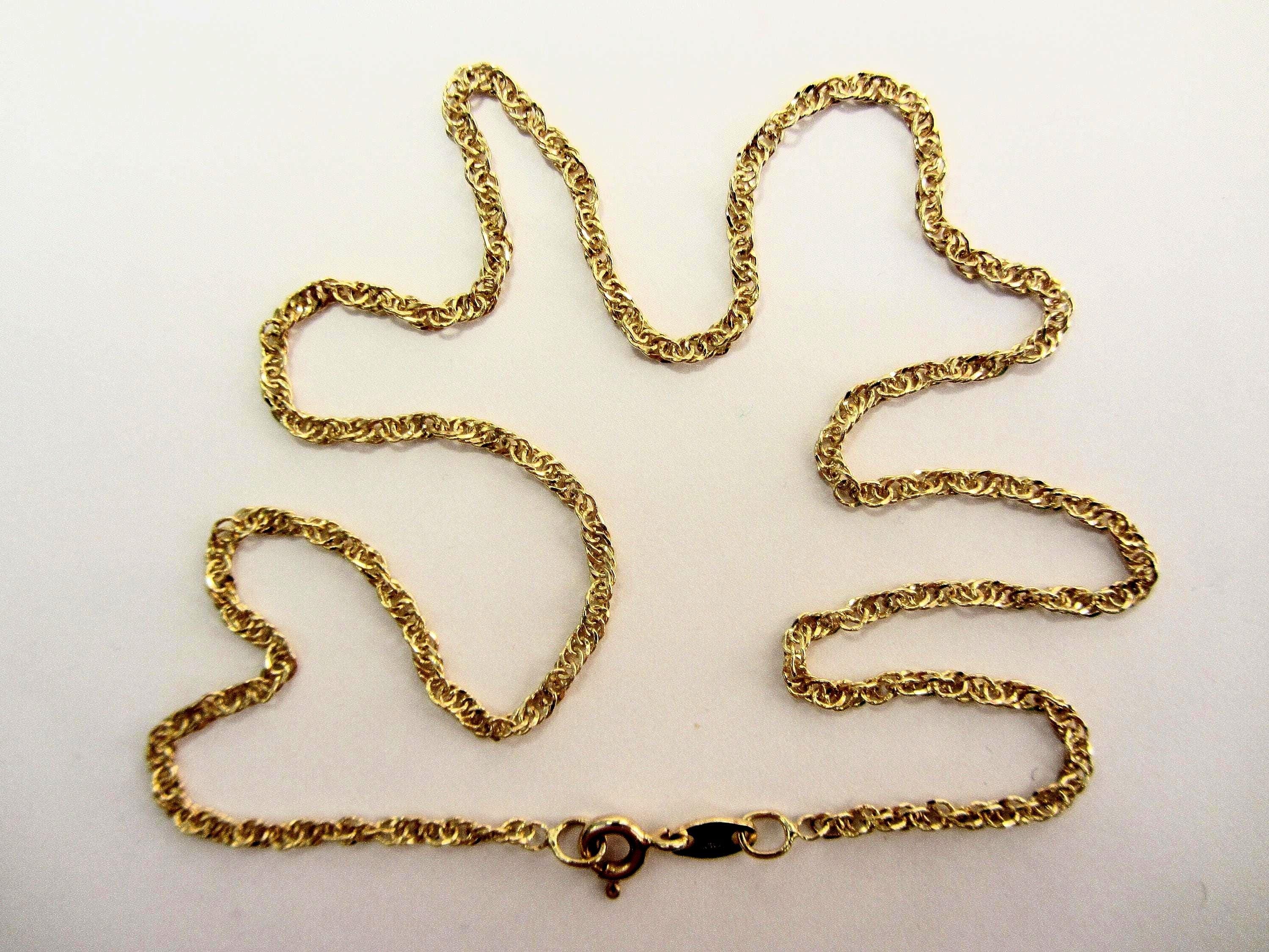 14k Solid Gold Twist Curb Chain 16