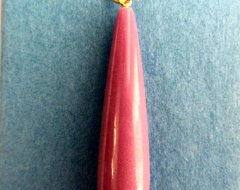 Handmade 14k Solid Gold Natural Lavender Pink Phosphositerite Long Briolette Teardrop Pendant - 2.90g - See Photos