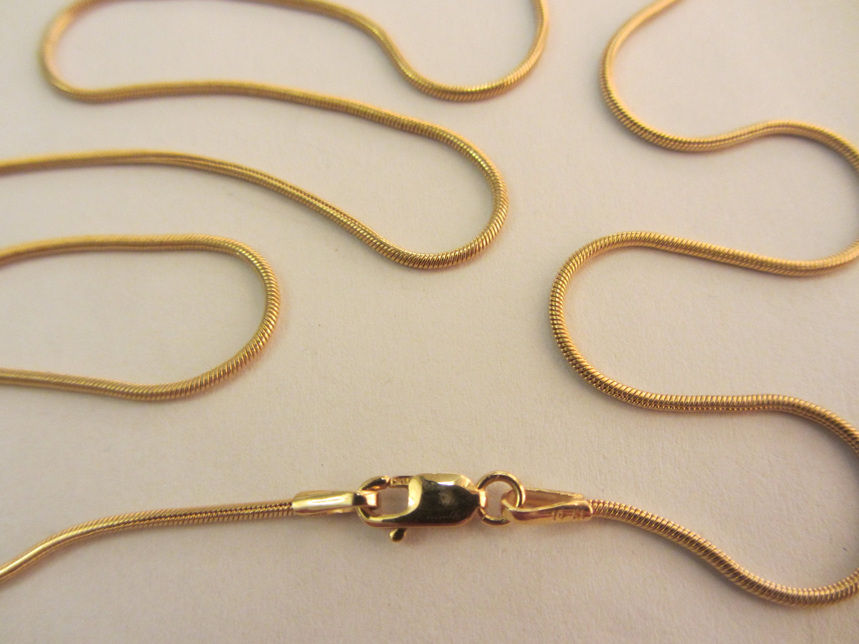 10k Solid Yellow Gold Real Snake Link Chain Necklace 18x 1mm 3.90