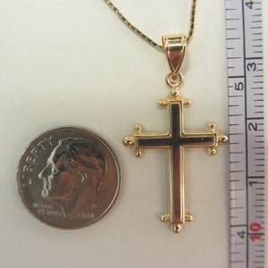 14k Solid Yellow & White Gold Cross Pendant with 2014k Thin Box Chain Necklace 2.84 Grams See Photos image 5