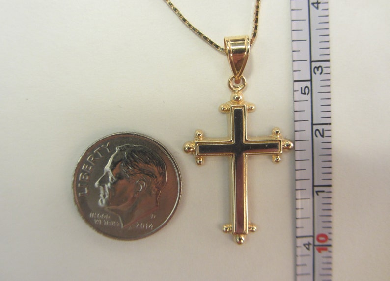 14k Solid Yellow & White Gold Cross Pendant with 2014k Thin Box Chain Necklace 2.84 Grams See Photos image 5