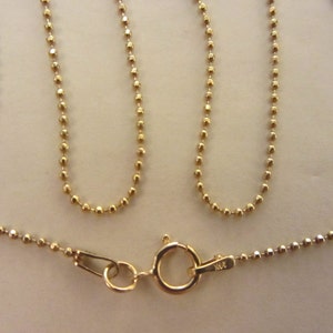 14k Solid Gold Very Thin Beaded Chain Necklace - 22 6/8"x.90mm - 2.75 Grams - Please See Photos