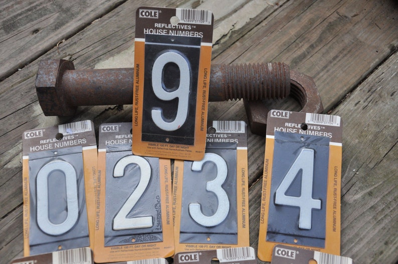 Vintage Reflective House Numbers Vintage Reflective House Numbers Aluminum 4'' Nail On Tiny Houses
