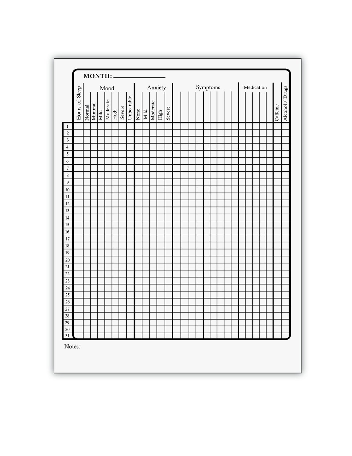 Printable Depression Anxiety Mood Tracker Chart With Etsy Printable Depression Anxiety Mood Tracker Chart With Etsy