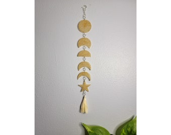 Gold glitter Phases of the Moon Resin Wall Hanging Decor Astrology Witchy Boho Gothic