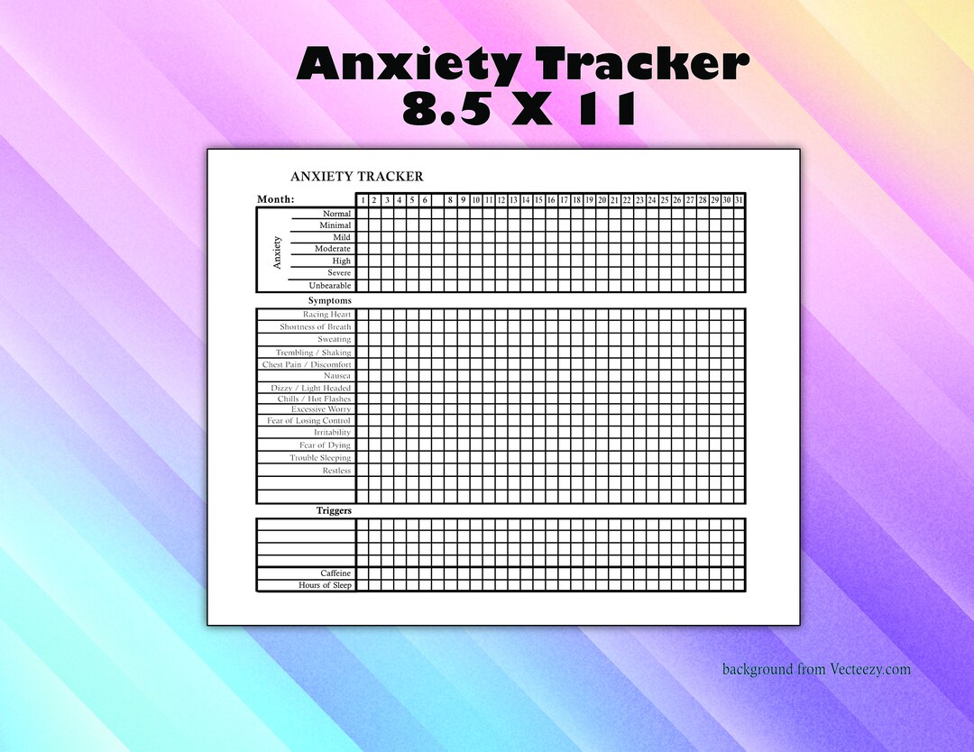 Printable Anxiety Mood Tracker Chart Etsy Printable Anxiety Mood Tracker Chart Etsy