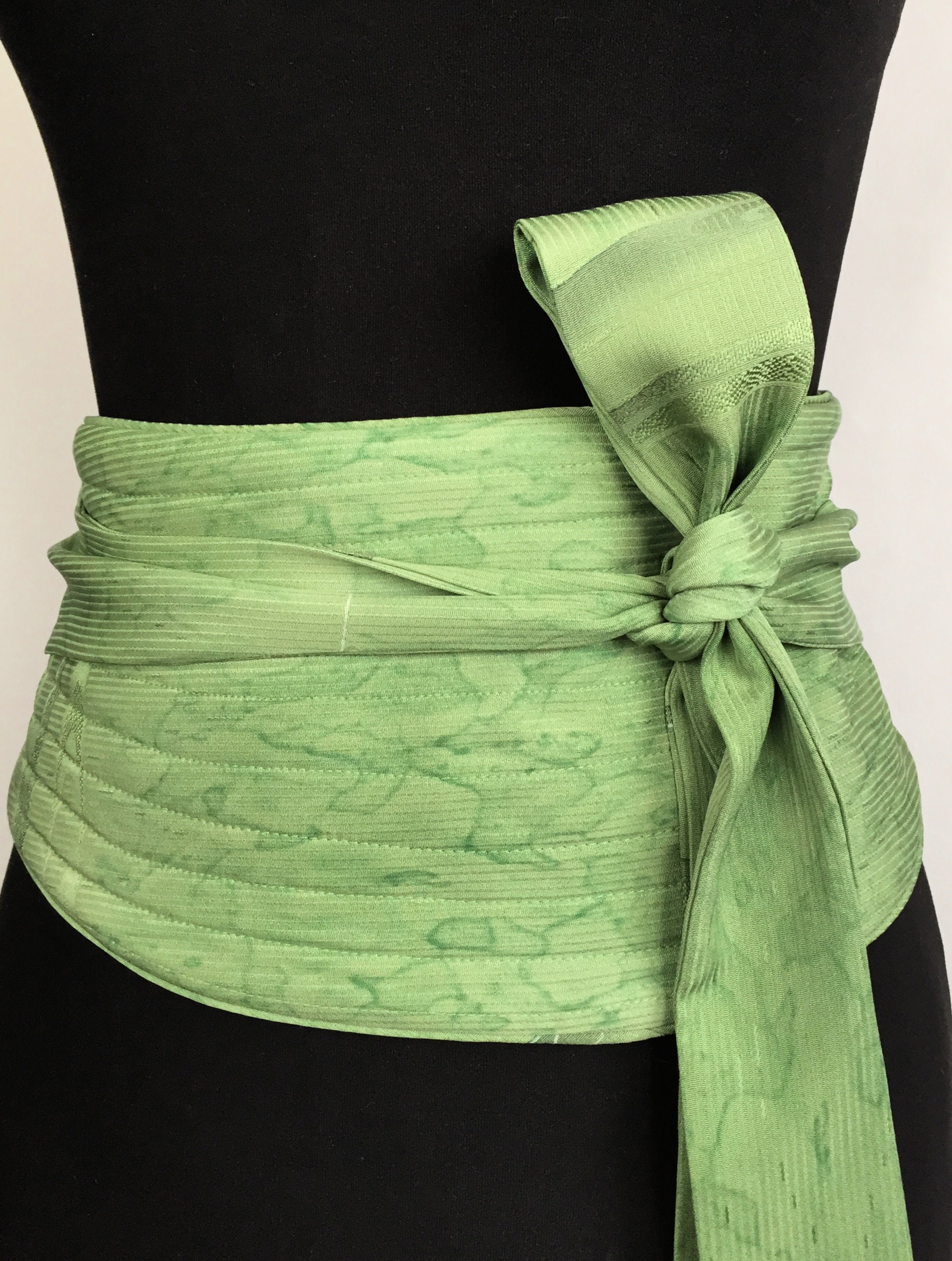 Green obi sash vintage silk obi sash special occasion Etsy