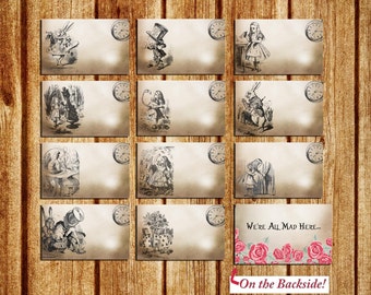 Alice in Wonderland Themed Place Cards - Alice in Wonderland Name Cards - Alice in Wonderland Tent Cards - Digital - Printable - Instant