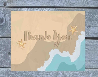 Beach Bridal Shower Thank You | Sea Shell Bridal Shower | Beach Wedding Shower Thank You | 8.5" x 5.5"(4.25" x 5.5" folded)