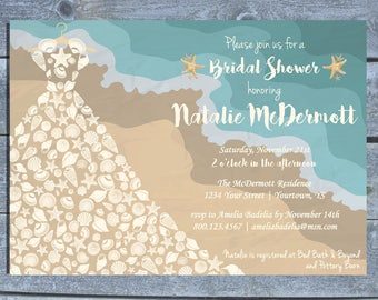 Beach Bridal Shower Invitation | Sea Shell Bridal Shower | Beach Wedding Shower Invitation | Printable bridal shower invitation |  Shore