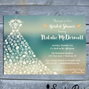 Beach themed Bridal Shower Invitation | Sea Shell Bridal Shower |  Beach Wedding Shower Invitation | Printable bridal shower invitation |