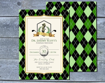 Golf themed Birthday Invitation | Milestone Birthday | Golfer Birthday Invitation | Printed or Digital