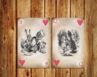 Alice in Wonderland themed Table Numbers - Playing Card Table Numbers - Alice in Wonderland Playing Card Table Numbers - Digital