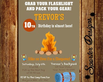 Sleep Over Birthday Party Invitation - Camping Birthday Party Invitation - Camp out birthday - Gender Neutral Birthday | Digital or Printed