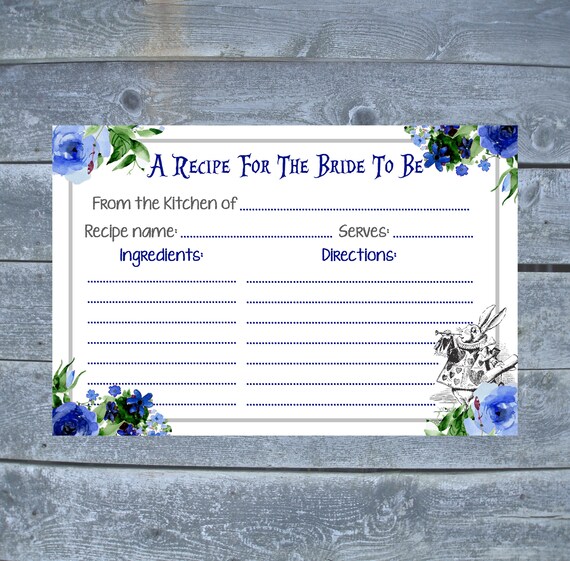 Alice In Wonderland Recipe Card White Rabbit Recipe Card Etsy
